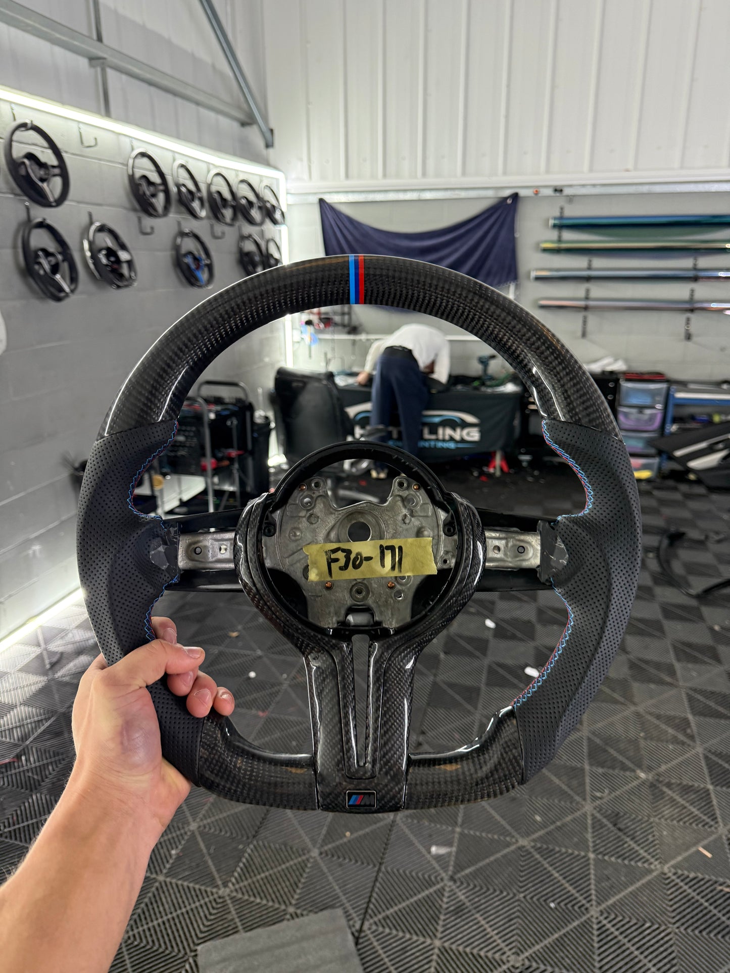 BMW F-Series Carbon Fibre Steering Wheel (Tri Colour)