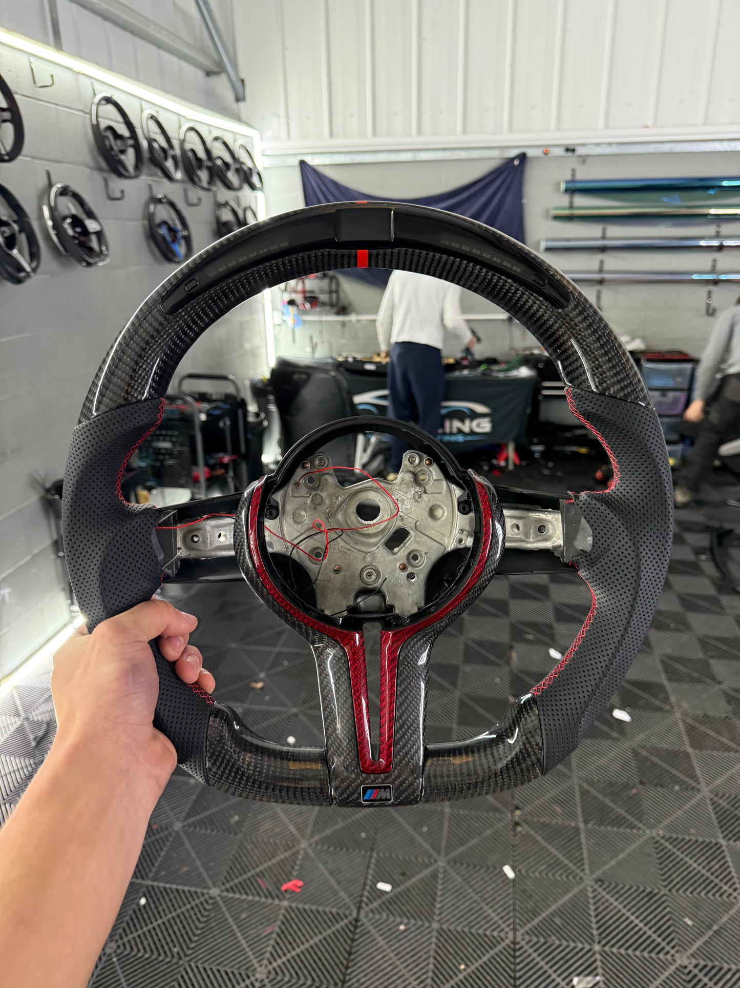 BMW F-Series Carbon Fibre LED Steering Wheel (Red)