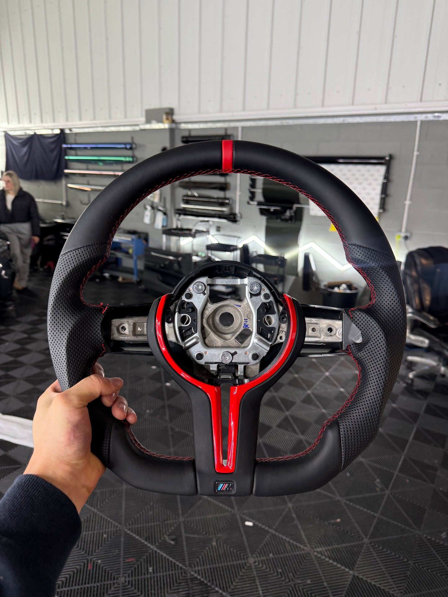 BMW F-Series Leather Steering Wheel (Red Accents)