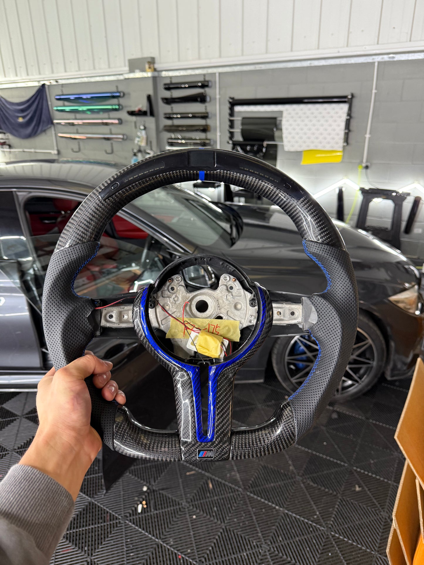BMW F-Series Carbon Fibre LED Steering Wheel (Blue)