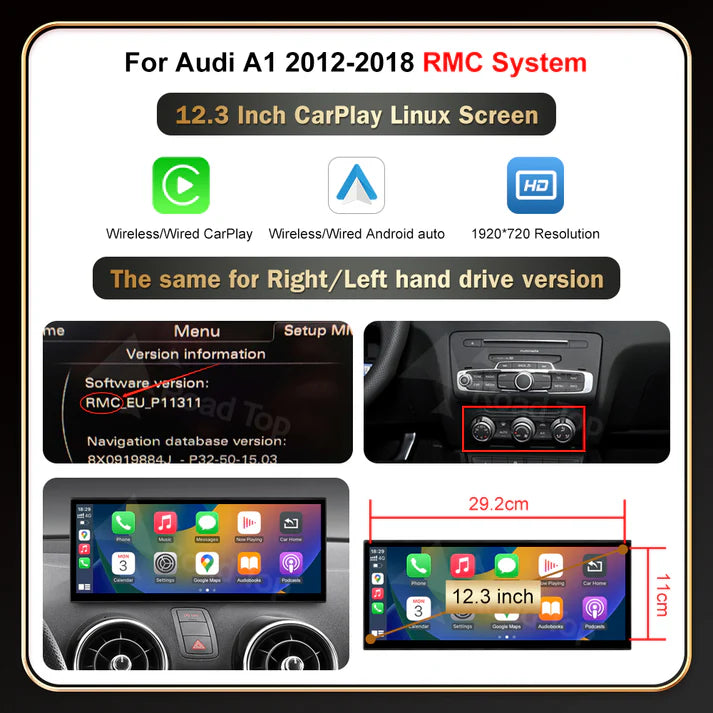 AUDI A1/Q3 CARPLAY SCREEN 2012-2018