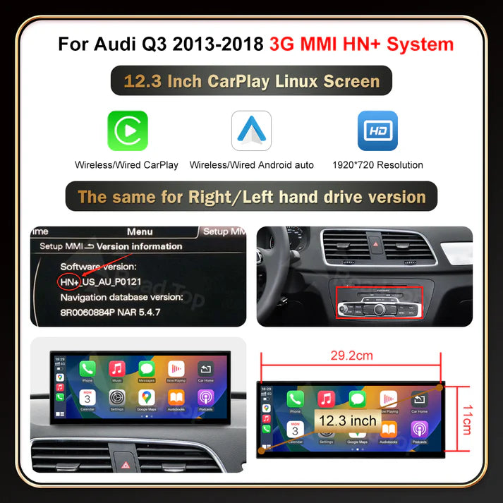 AUDI A1/Q3 CARPLAY SCREEN 2012-2018
