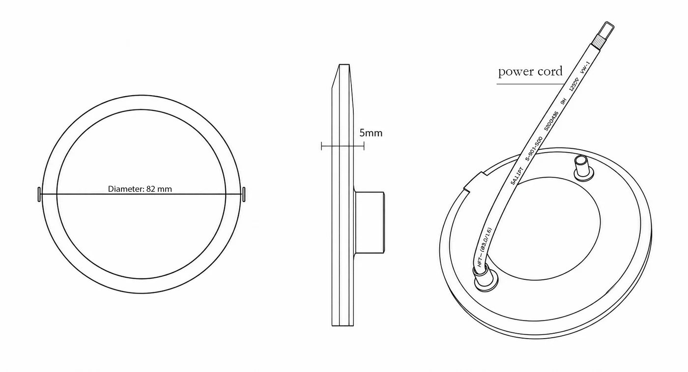 82mm badge structure and 5mm thickness diagram