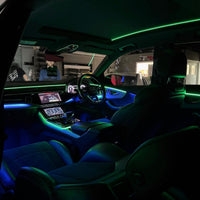 Audi Q8 4M RGB ambient lighting kit with dashboard and door LED strips, centre-console strip and four speaker light rings for 2019–2026 models
