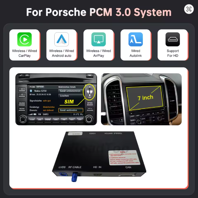 Porsche PCM 3.0 / 3.1 Apple CarPlay Retrofit Module