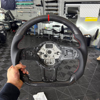 Volkswagen Golf MK7 / MK7.5 Carbon Fibre Steering Wheel (Red Accents)