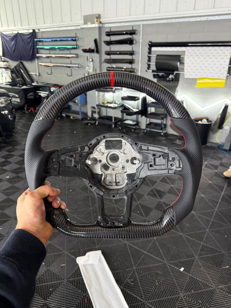 Volkswagen Golf MK7 / MK7.5 Carbon Fibre Steering Wheel (Red Accents)
