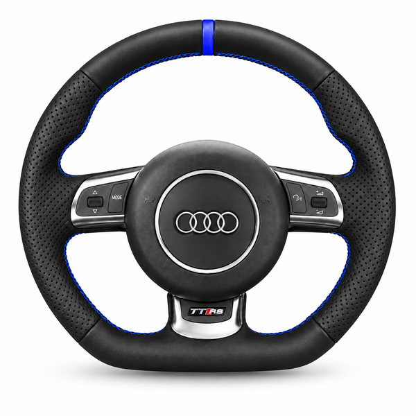 DHStyling stitch-on steering wheel cover for matching Audi A3 2008–2013, S3 2006–2013, TT 2006–2014, TTS 2008–2014, TT RS 2009–2014 and R8 2007–2010 steering wheels