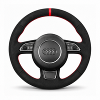 DHStyling made-to-order stitch-on steering wheel cover for matching Audi A3, A4, A6, A6 Allroad, A7, A8, Q3, Q5 and Q7 steering wheels within the 2010–2019 fitment range