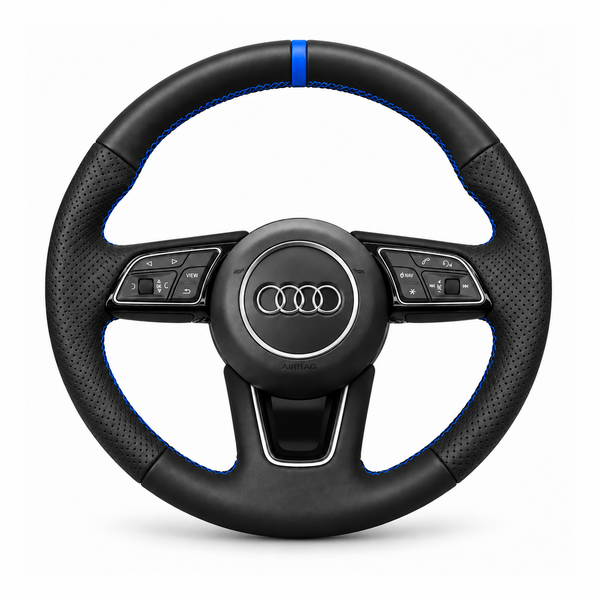 DHStyling made-to-order Audi stitch-on steering wheel cover for selected A3, A4, A5, S, RS, Q and SQ models within the listed 2015–2022 fitment years