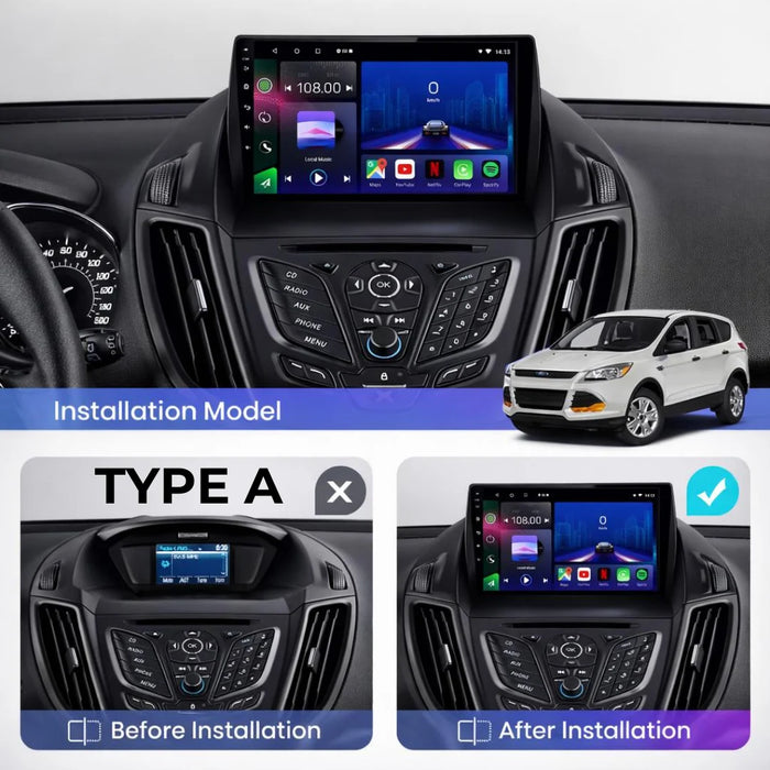 Ford Kuga Escape C-Max Android 15 Apple CarPlay & Android Auto Head Unit (2012-2019)
