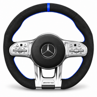 DHStyling made-to-order Mercedes AMG stitch-on steering wheel cover for matching A35, AMG GT, C43, C63, CLA, CLS, E-Class, G63, GLA, GLB, GLC, GLE, GLS and S63 models within the listed 2018–2021 fitment years