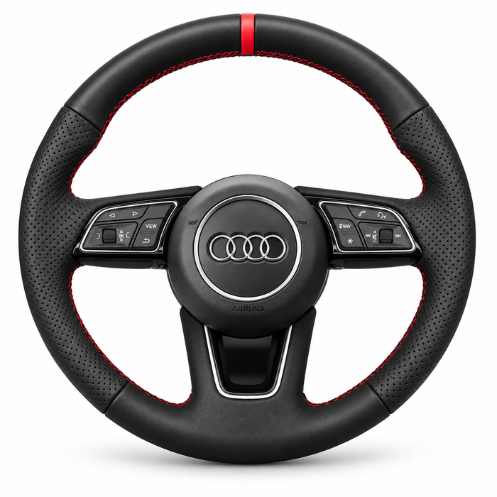 DHStyling made-to-order Audi stitch-on steering wheel cover for selected A3, A4, A5, S, RS, Q and SQ models within the listed 2015–2022 fitment years