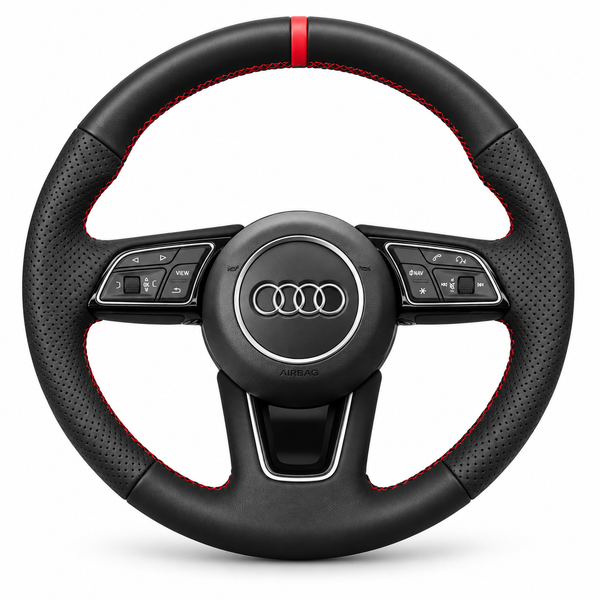 DHStyling made-to-order Audi stitch-on steering wheel cover for selected A3, A4, A5, S, RS, Q and SQ models within the listed 2015–2022 fitment years