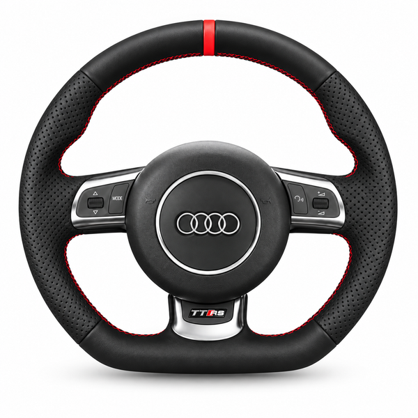 DHStyling stitch-on steering wheel cover for matching Audi A3 2008–2013, S3 2006–2013, TT 2006–2014, TTS 2008–2014, TT RS 2009–2014 and R8 2007–2010 steering wheels