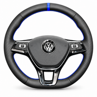 DHStyling made-to-order stitch-on steering wheel cover for matching VW Golf MK6, Golf Plus, Polo, Tiguan, Touran, Caddy and Jetta steering wheels within the listed 2009–2016 fitment years