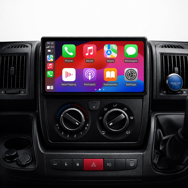 Fiat Ducato Peugeot Boxer and Citroën Relay Android 15 car stereo with Wireless Apple CarPlay and Android Auto
