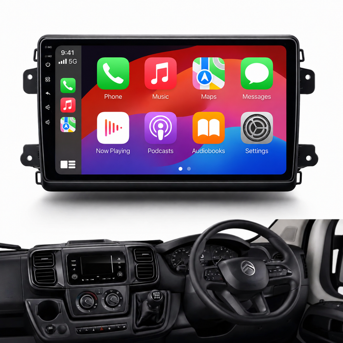 Fiat Ducato Peugeot Boxer and Citroën Relay 2023 onwards Android 15 car stereo with Wireless CarPlay and Android Auto
