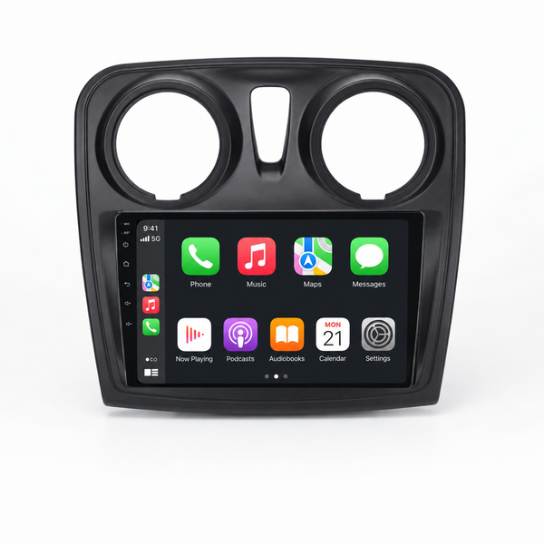 Dacia Logan and Sandero 2012–2020 Android 15 touchscreen car stereo with wireless Apple CarPlay and Android Auto
