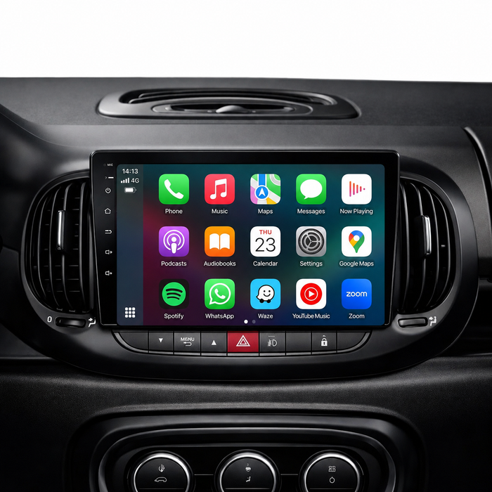 Fiat 500L 2012–2019 Android 15 touchscreen car stereo with Wireless Apple CarPlay and Android Auto
