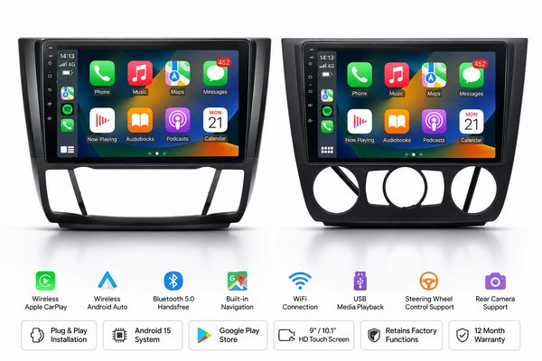 BMW 1 Series E81 E82 E87 E88 Android 15 Apple CarPlay Android Auto Head Unit