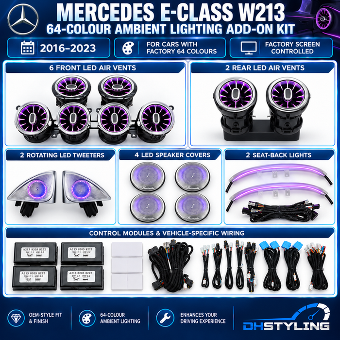 Mercedes E-Class W213 facelift car-controlled ambient lighting kit for 2021–2023 models
