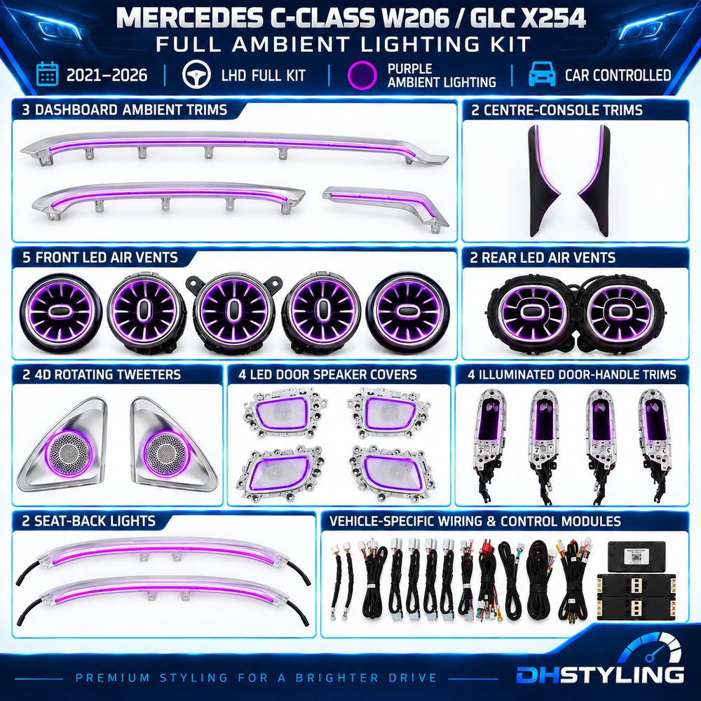 Mercedes GLC X254 OEM-style car-controlled ambient lighting kit for 2022–2026 models
