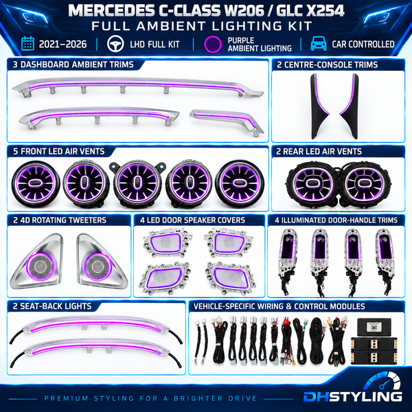 Mercedes GLC X254 OEM-style car-controlled ambient lighting kit for 2022–2026 models
