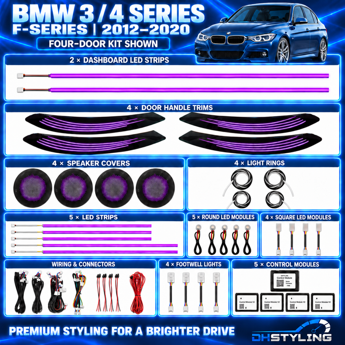 BMW 3 & 4 Series F-Series Ambient Lighting Kit (2012–2020)