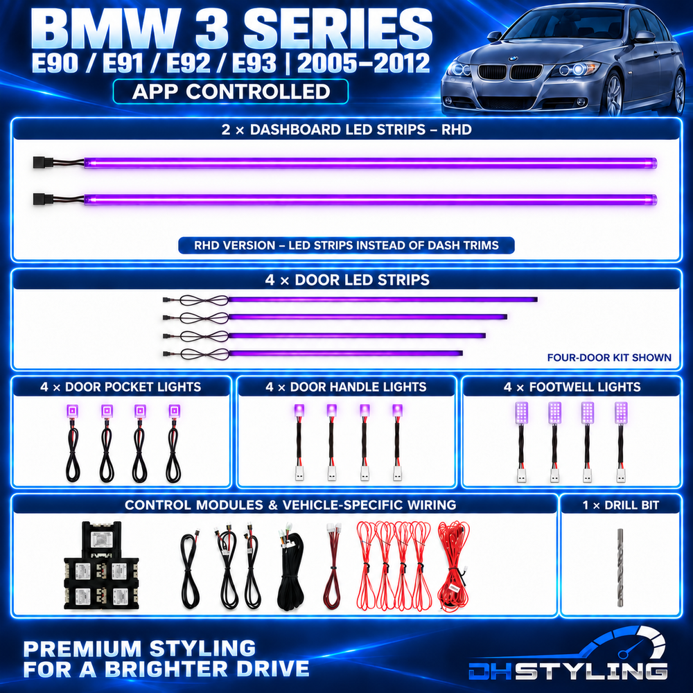BMW 3 Series E90 E91 E92 E93 Ambient Lighting Kit (2005–2012)