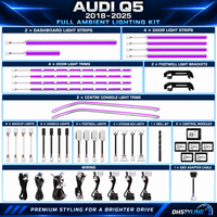 Audi Q5 FY RGB interior ambient lighting kit with dashboard, door, centre-console, handle, storage-box and footwell lights for 2018–2025 models
