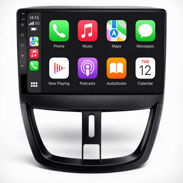 Peugeot 207 and 207 CC 2006–2014 Android 15 touchscreen stereo with Wireless Apple CarPlay and Android Auto
