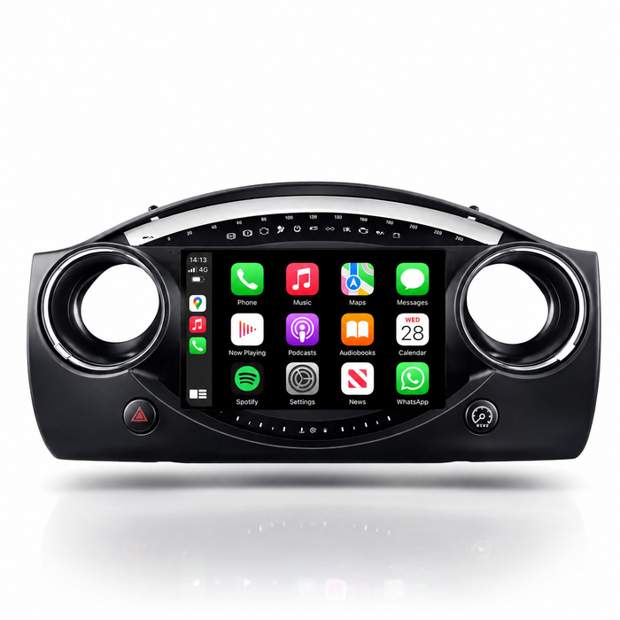 MINI Cooper Hatch and Convertible 2002–2008 Android 15 touchscreen stereo with Wireless Apple CarPlay and Android Auto
