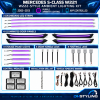 Mercedes S-Class W221 W222-style ambient lighting upgrade kit for 2005–2013 models
