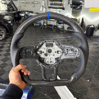 Volkswagen Golf MK7 / MK7.5 Carbon Fibre Steering Wheel (Blue Accents)