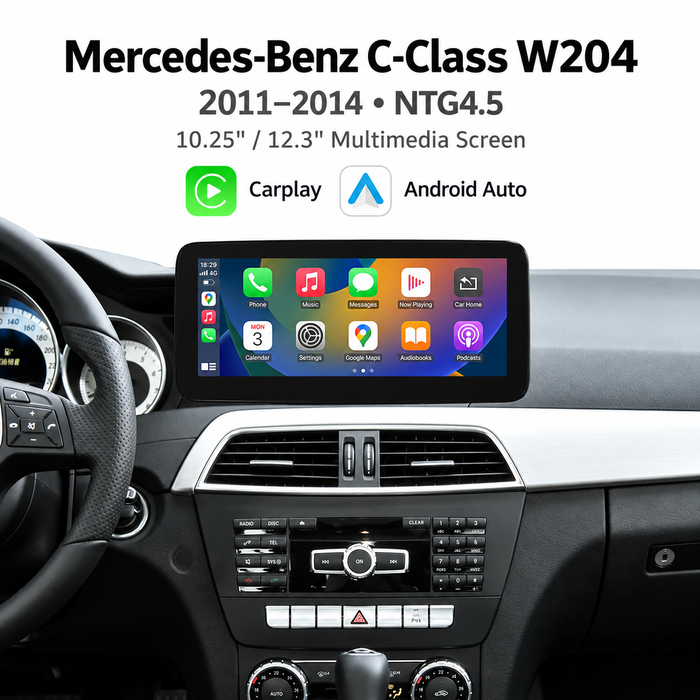 Mercedes C-Class W204 Linux Apple CarPlay & Android Auto Screen Upgrade