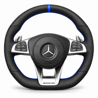 DHStyling made-to-order stitch-on steering wheel cover for matching Mercedes AMG GT, C63, CLA45, CLS63, E43, E63, GLC63, GLE63, GLS63, S63, S65, SLC43 and SL63 steering wheels within the listed 2014–2020 fitment years