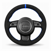 DHStyling made-to-order stitch-on steering wheel cover for matching Audi A3, A4, A6, A6 Allroad, A7, A8, Q3, Q5 and Q7 steering wheels within the 2010–2019 fitment range