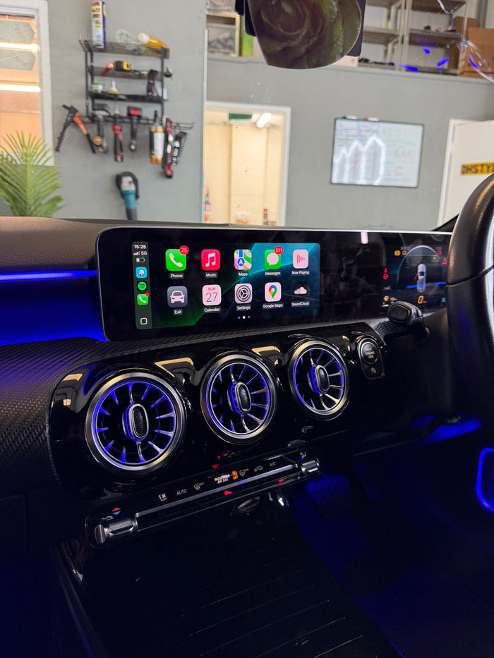 DHStyling wireless Apple CarPlay and Android Auto retrofit module for Mercedes-Benz NTG6 MBUX infotainment systems