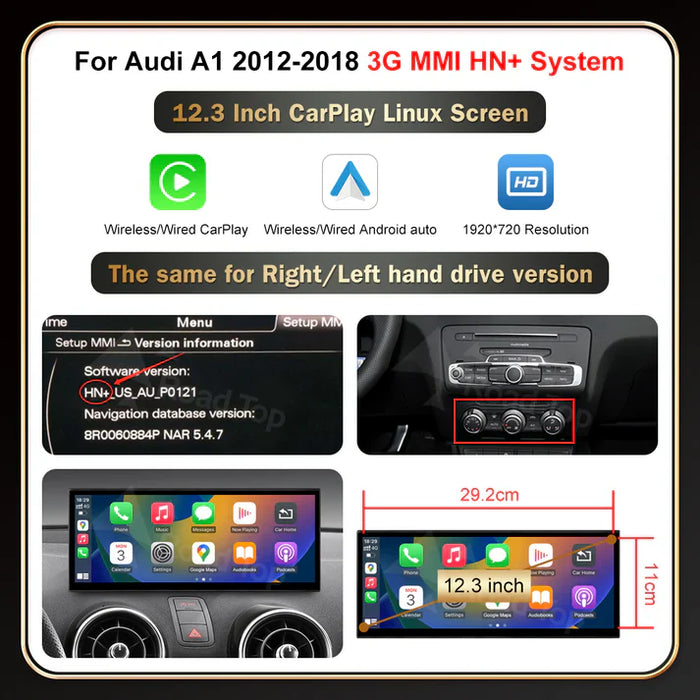 AUDI A1/Q3 CARPLAY SCREEN 2012 - 2018