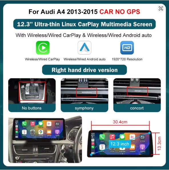 AUDI A4 CARPLAY SCREEN 2013 - 2015