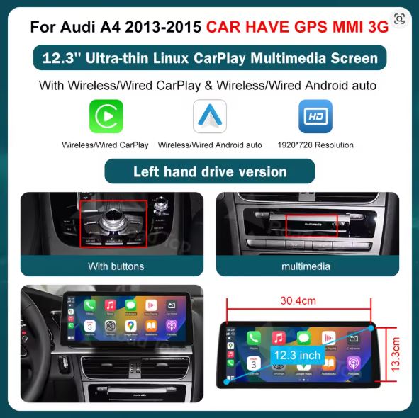AUDI A4 CARPLAY SCREEN 2013 - 2015