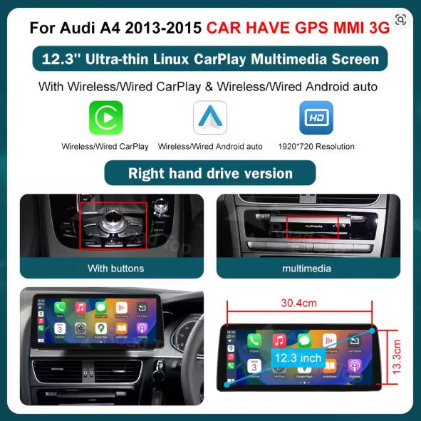 AUDI A4 CARPLAY SCREEN 2013 - 2015