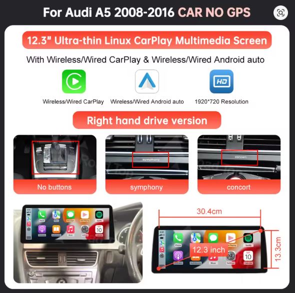 AUDI A5 2008-2016 CARPLAY SCREEN