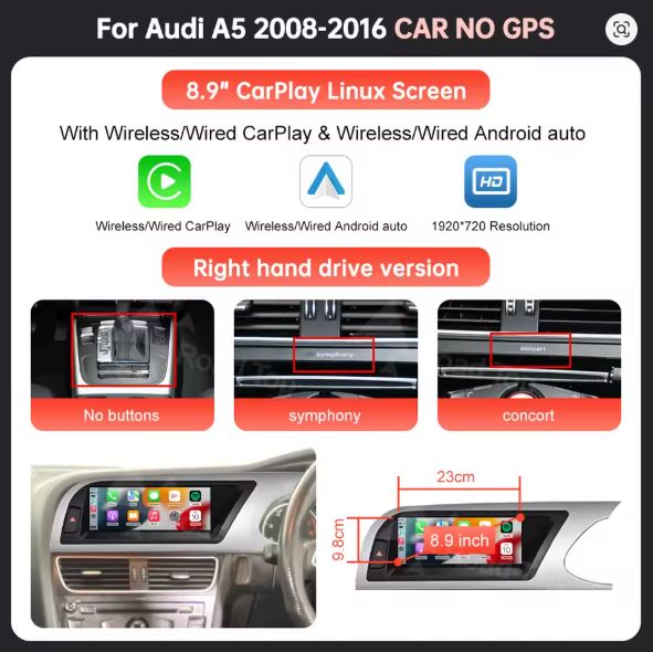 AUDI A5 2008-2016 CARPLAY SCREEN