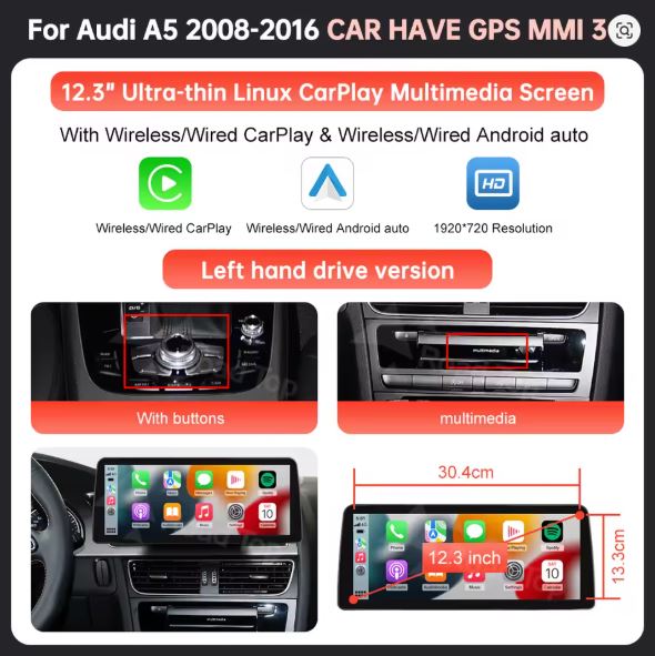 AUDI A5 CARPLAY SCREEN 2008 - 2016