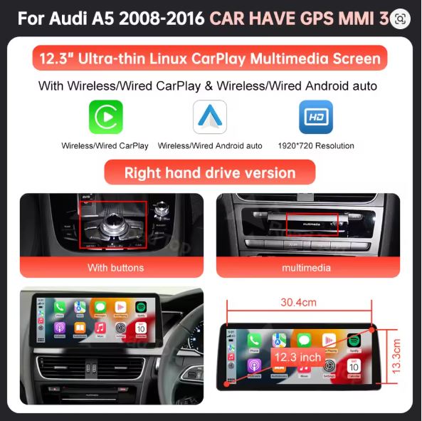 AUDI A5 CARPLAY SCREEN 2008 - 2016
