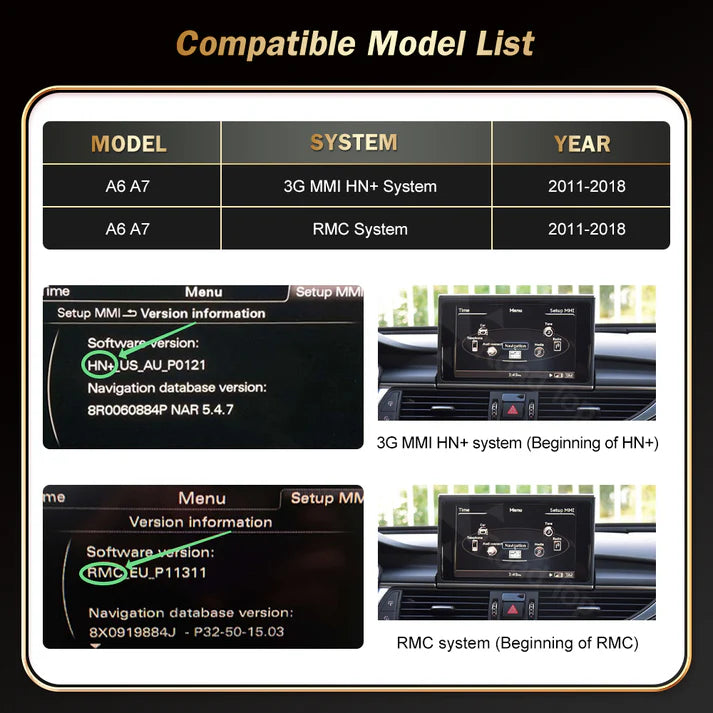AUDI A6 / A7 CARPLAY SCREEN 2011 - 2018