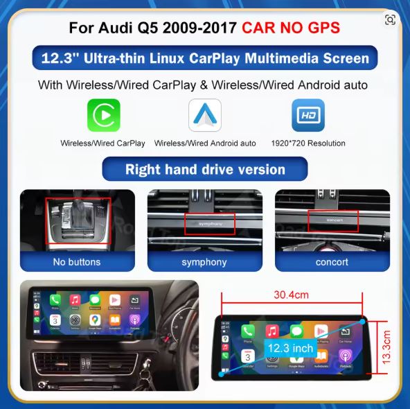 AUDI Q5 CARPLAY SCREEN 2009 - 2017