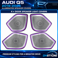 Audi Q5 FY RGB interior ambient lighting kit with dashboard, door, centre-console, handle, storage-box and footwell lights for 2018–2025 models
